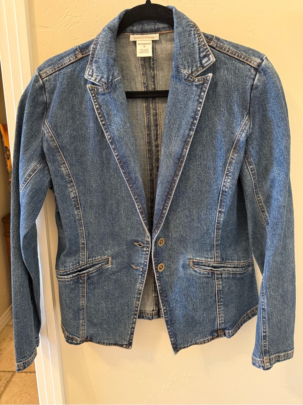 TravelSmith Women's Denim Blazer Jacket - Medium Blue